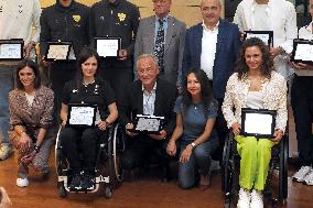 GIOCHI OLIMPICI - Olimpiadi Parigi 2024 - Commemorative plaques delivered to athletes from Emilia Romagna for participation in t