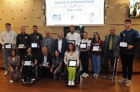 GIOCHI OLIMPICI - Olimpiadi Parigi 2024 - Commemorative plaques delivered to athletes from Emilia Romagna for participation in t