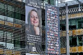 Cecile Kohler Portrait On Grand Est Region Headquarters Facade - Strasbourg