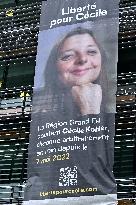 Cecile Kohler Portrait On Grand Est Region Headquarters Facade - Strasbourg