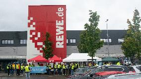 REWE Deliver Workers Go On Strike In Cologne