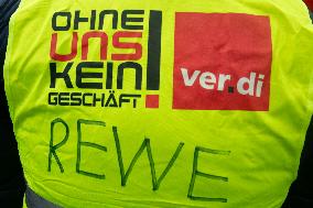 REWE Deliver Workers Go On Strike In Cologne