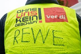 REWE Deliver Workers Go On Strike In Cologne