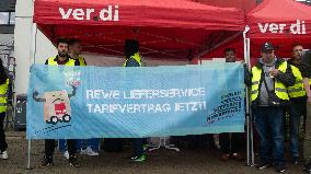 REWE Deliver Workers Go On Strike In Cologne