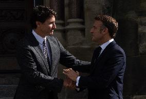 PM Trudeau Meets President Macron - Ottawa