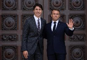 PM Trudeau Meets President Macron - Ottawa