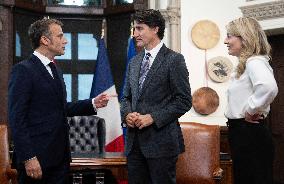 PM Trudeau Meets President Macron - Ottawa