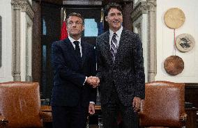 PM Trudeau Meets President Macron - Ottawa