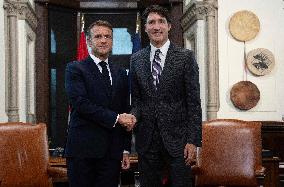 PM Trudeau Meets President Macron - Ottawa