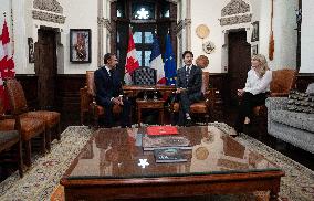 PM Trudeau Meets President Macron - Ottawa