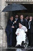 Pope Francis Leaves The Notre-Dame Cathedral - Luxembourg