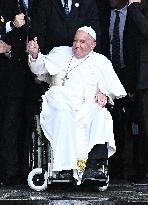 Pope Francis Leaves The Notre-Dame Cathedral - Luxembourg