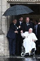 Pope Francis Leaves The Notre-Dame Cathedral - Luxembourg