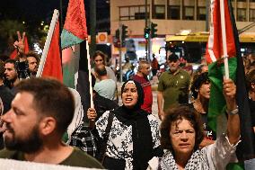 Protest In Solidarity With Lebanon Outside Israeli Embassy In Athens