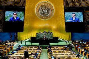 Iraqi PM Addresses The UN General Assembly - NYC