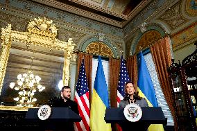 Harris And Zelensky Meet - Washington