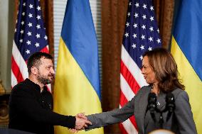 Harris And Zelensky Meet - Washington