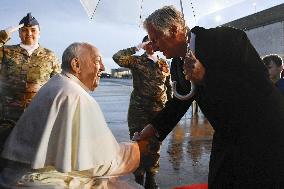 Pope Francis Arrives In Belgium