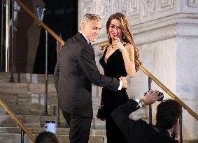 George And Amal Clooney Arriving For The Albie Awards - NYC