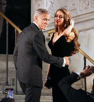 George And Amal Clooney Arriving For The Albie Awards - NYC