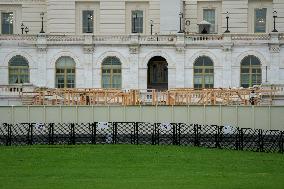 Construction Has Started On The Presidential Inaugural Platform At The US Congress On September 25, 2024