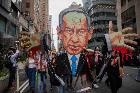 Pro-Palestinian Protest Over Netanyahu's Visit To United Nations - September 26, 2024