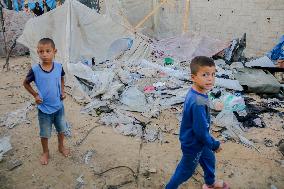 Deir al-Balah Tent Camp Hit By Israeli Strike - Gaza