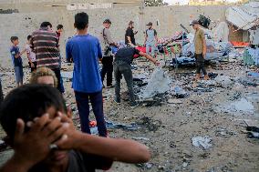 Deir al-Balah Tent Camp Hit By Israeli Strike - Gaza