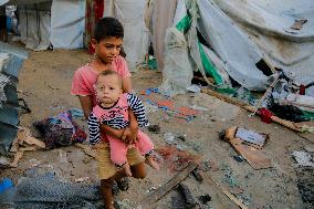 Deir al-Balah Tent Camp Hit By Israeli Strike - Gaza