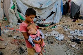 Deir al-Balah Tent Camp Hit By Israeli Strike - Gaza