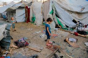 Deir al-Balah Tent Camp Hit By Israeli Strike - Gaza