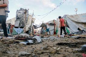 Deir al-Balah Tent Camp Hit By Israeli Strike - Gaza