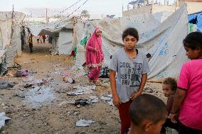 Deir al-Balah Tent Camp Hit By Israeli Strike - Gaza