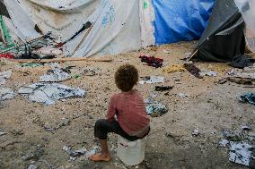 Deir al-Balah Tent Camp Hit By Israeli Strike - Gaza