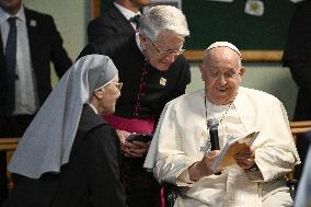 Pope Francis Visits A Senior Residence - Brussels