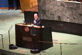 Benjamin Netanyahu At United Nations General Assembly 2024 In Manhattan New York City