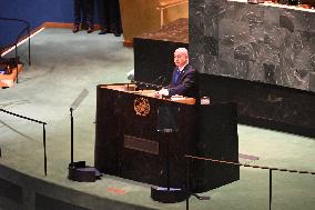 Benjamin Netanyahu At United Nations General Assembly 2024 In Manhattan New York City