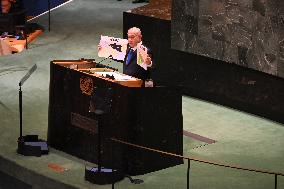 Benjamin Netanyahu At United Nations General Assembly 2024 In Manhattan New York City