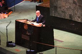 Benjamin Netanyahu At United Nations General Assembly 2024 In Manhattan New York City