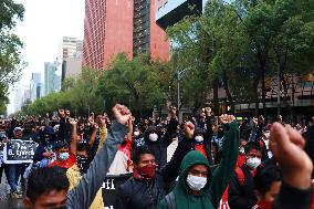 Protest For Demand Justice To Ayotzinapa Victims After 10 Years