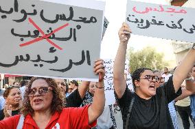 Protest As Parliament Debates Electoral Law Amendment In Tunis