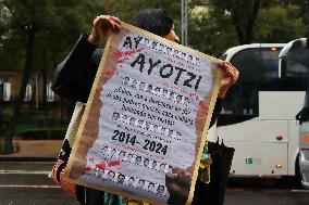 Protest For Demand Justice To Ayotzinapa Victims After 10 Years