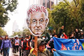 Protest For Demand Justice To Ayotzinapa Victims After 10 Years