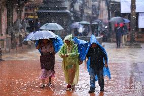 Heavy Monsoon Rain Impacts Daily Life Of Nepal