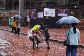 Heavy Monsoon Rain Impacts Daily Life Of Nepal