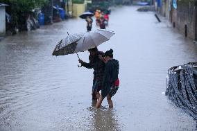 Heavy Monsoon Rain Impacts Daily Life Of Nepal