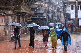 Heavy Monsoon Rain Impacts Daily Life Of Nepal