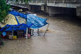 Bagmati River Flooding In Kathmandu, Nepal.