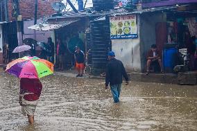 Bagmati River Flooding In Kathmandu, Nepal.