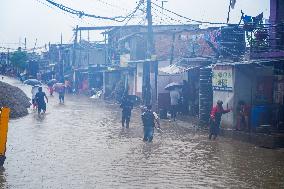 Bagmati River Flooding In Kathmandu, Nepal.